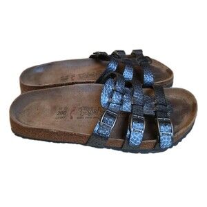 Birkenstock Birki's Xenia Gray Snake Print Three Strap Sandals Size 40/W9, M7